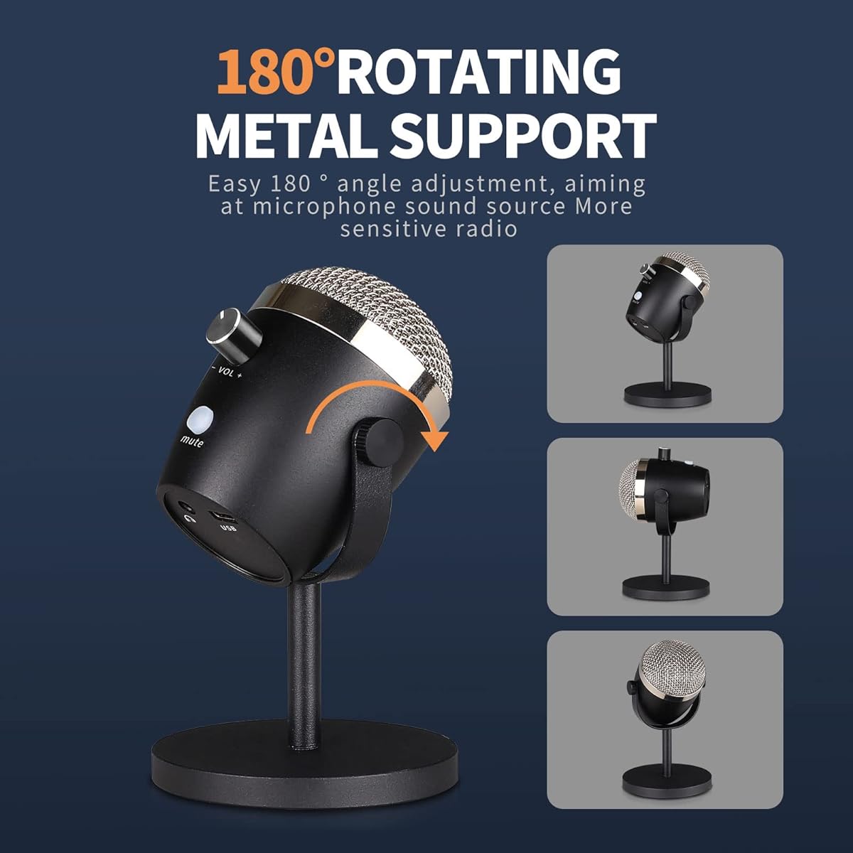 MICYUSHENGUSB Microphone Set, Podcast Mic for Phone PC/Microphone/Mac/Android Professional Plug and Play Studio Mic with Stand for Online Chat Video Audio Streaming with Overdrive