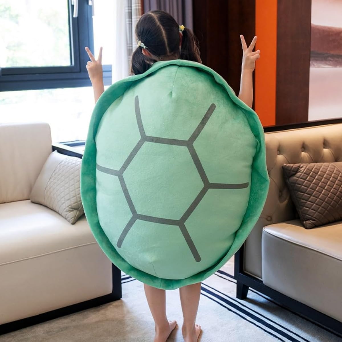 Srutirbo Wearable Turtle Shell Pillow, Soft Turtle Shell Pillow Detachable Extra Large Doll Stuffed Animal Costume Plush Funny Dress Up Creative Gift for Boys/Girls/Adults (31 inch, Green)