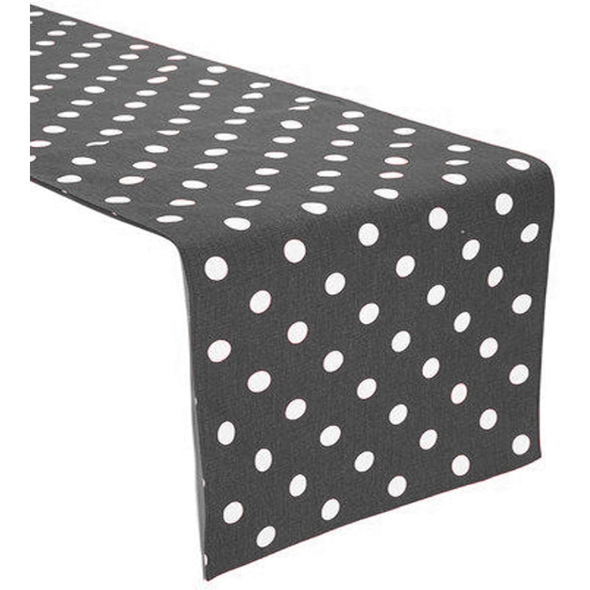 KS LINENS Table Runner Black and White Polka Dots 13"x72"