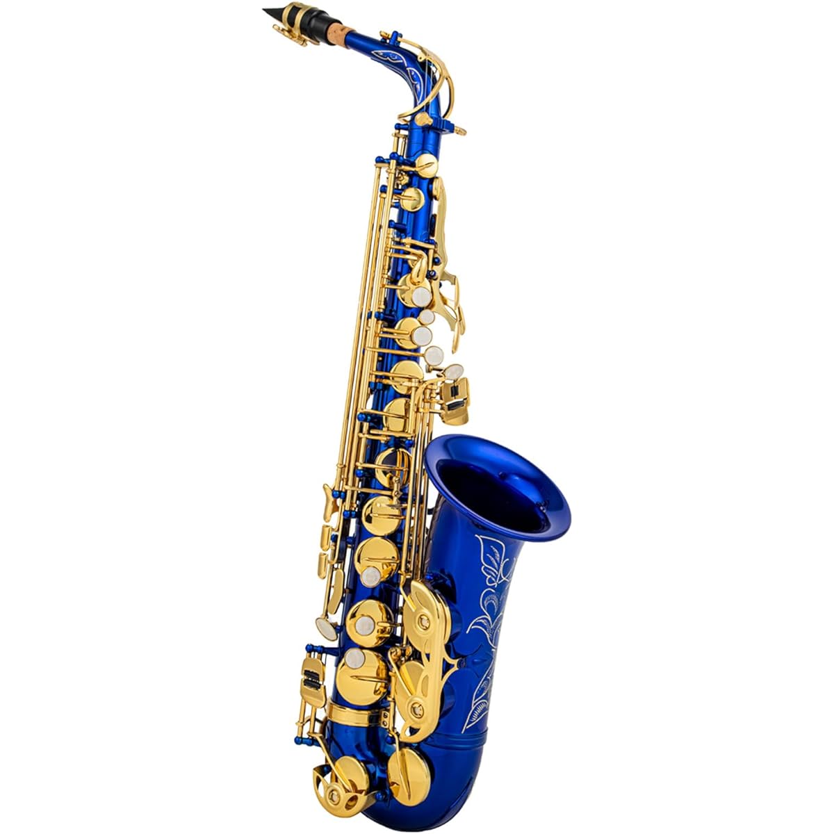 Btuty Eb Alto Saxophone Brass E Flat Saxophone 802 Key Type Woodwind Instrument with Cleaning Rod Cloth Gloves Strap Padded Case… (Blue)