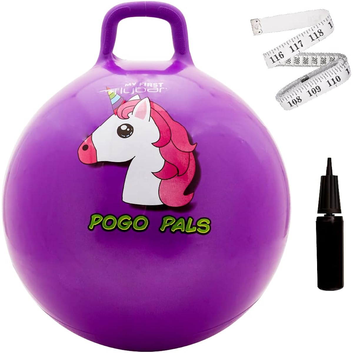 Flybar Hopper Ball for Kids - Bouncy Ball with Handle, Durable Bouncy Ball, Kangaroo Ball, Exercise Ball, Indoor and Outdoor Toy with Pump for Boys and Girls Ages 3+