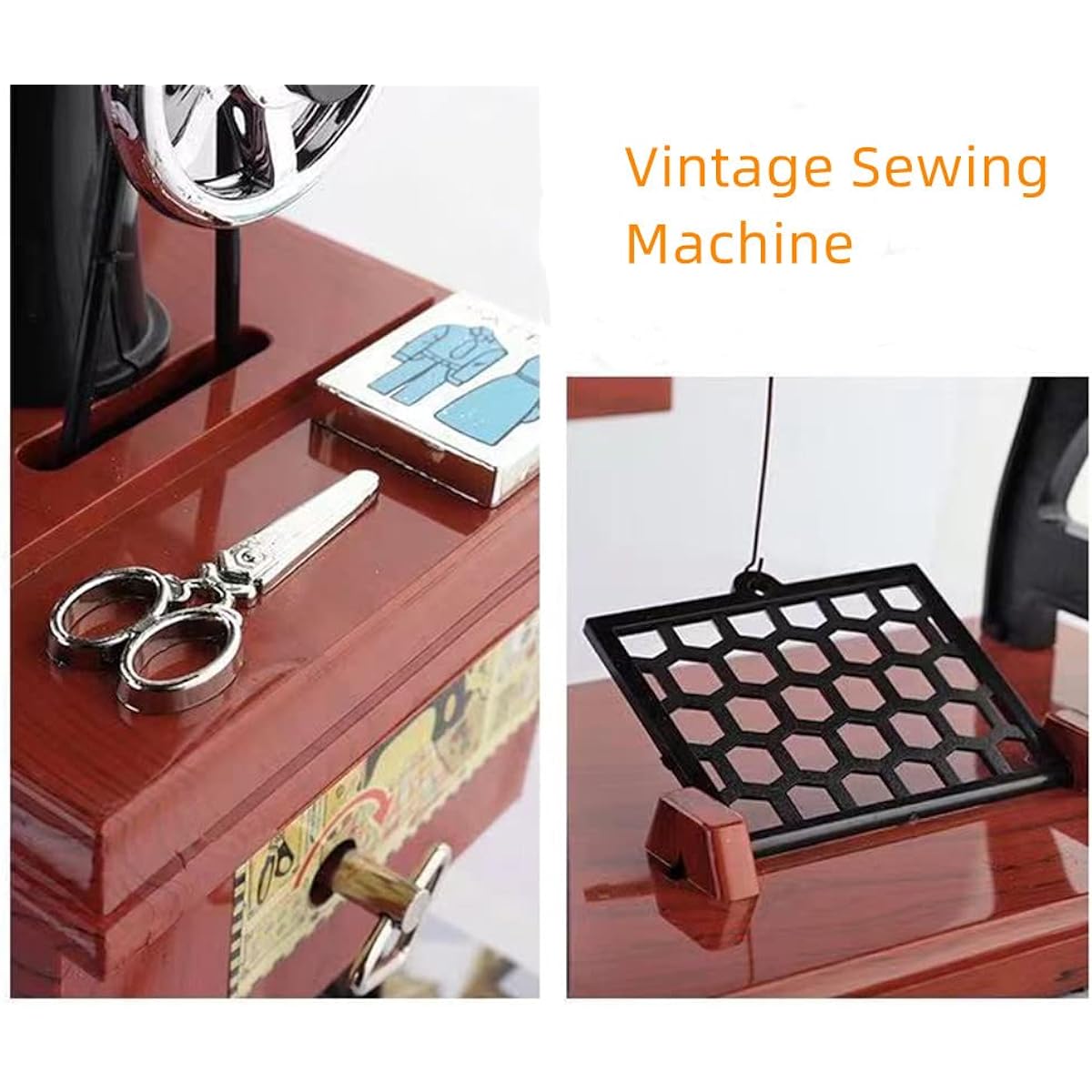 MiRUSI Retro Vintage Sewing Machine Style Music Box X'Mas Gift Birthday Gift (Size L) (L)