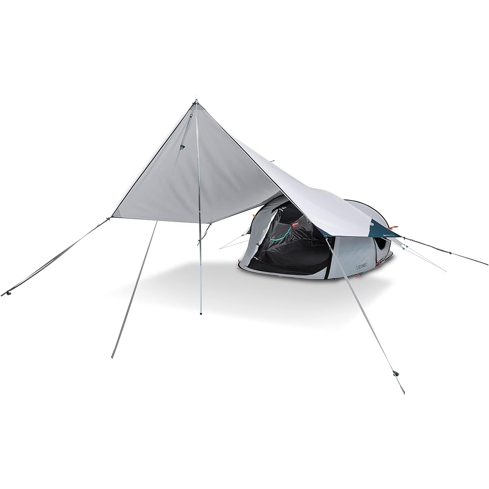 Quechua Decathlon Camping Climbing Multifunctional Tarp/Hexatarp UV Protection Light Blocking Compact Pole Included Easy Setup Easy to Carry White FRESH