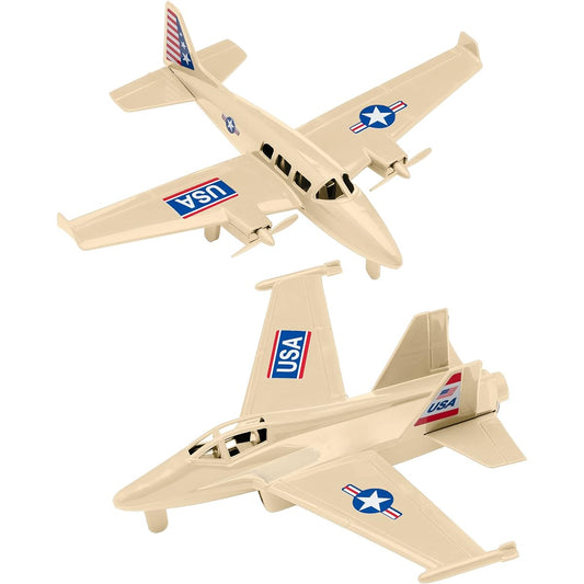 TimMee Propeller Planes & Fighters - Desert Tan Plastic Army Men's Airplane Made in the USA