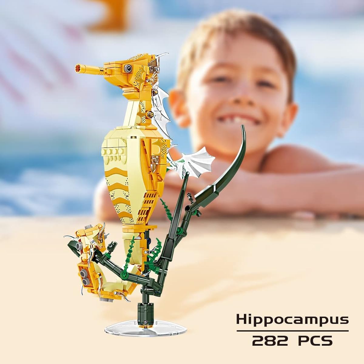 EDGKODK Aquarium Hippocampus Building Set Fish Tank Sea Fish Building Toy for Kids Ages 8 and Up 282 Pieces (Compatible with Lego Sets)