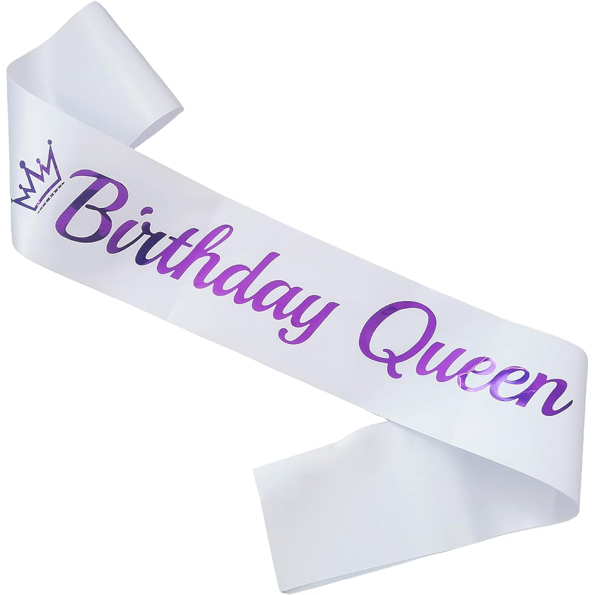 LXYXUUN Birthday Queen Sash White Purple Foil Birthday Sash for Women Funny Birthday Party Decorations 21st 30th 40th 50th Birthday Sash Gift Ideas