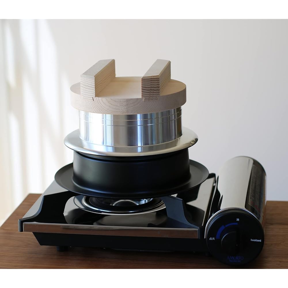Everyday Tools, Everyday Tools, Wooden Lid Rice Pot, 2 Cups, Made in Japan, Gas Fire Compatible, Pot Cooking, Baked Paint, Hagama, Silver Rice Cooker, Made of Aluminum