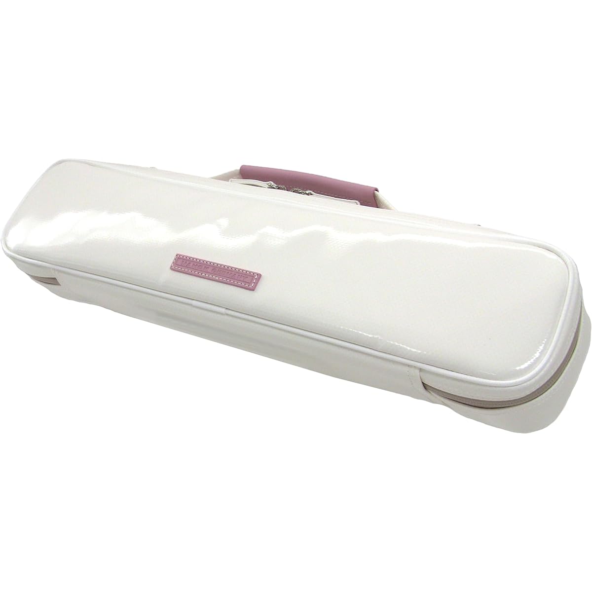 NAHOK C foot flute case guard "Amadeus/wf" White special coating/Genuine leather pink handle [Waterproof fabric made in Germany x special temperature control function & shock absorbing material + waterproof zipper] Fabric from Germany, Made in Japan.