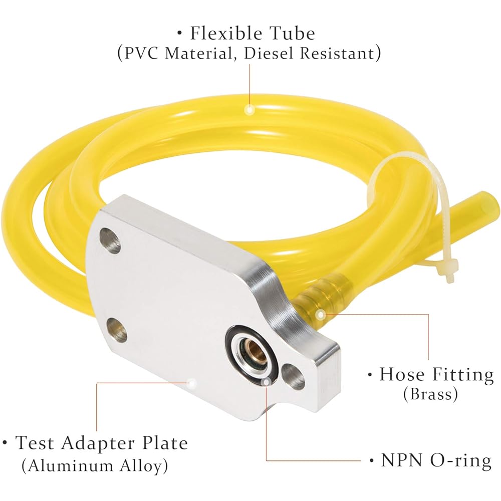 3164001 Fuel Injector Leak Test Kit Cummins ISX/Signature Engine Aluminum Alloy Adapter Plate and PVC Flexible Tube (Length: 1000mm)