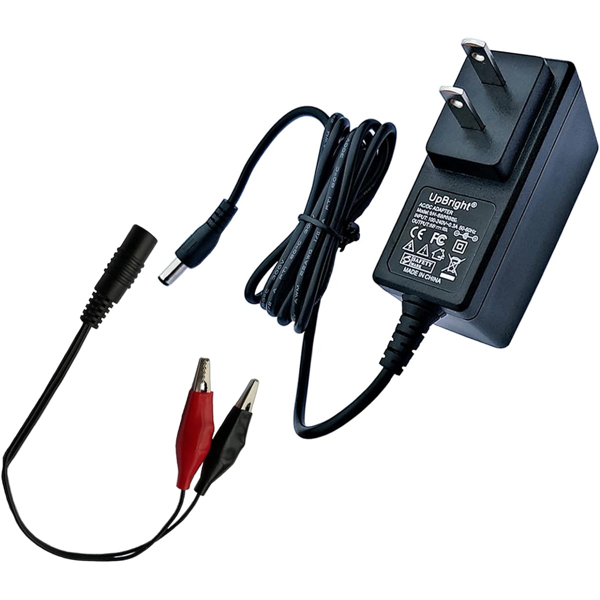 UpBright 12V AC/DC Adapter Alligator Clip Smart Charger PowerStar F120-010-W Peg Perego 12 Volt 1.2Ah 4Ah 5Ah 6Ah 7Ah 8Ah 9AH Sealed Lead Acid SLA Battery Power Cord Cable