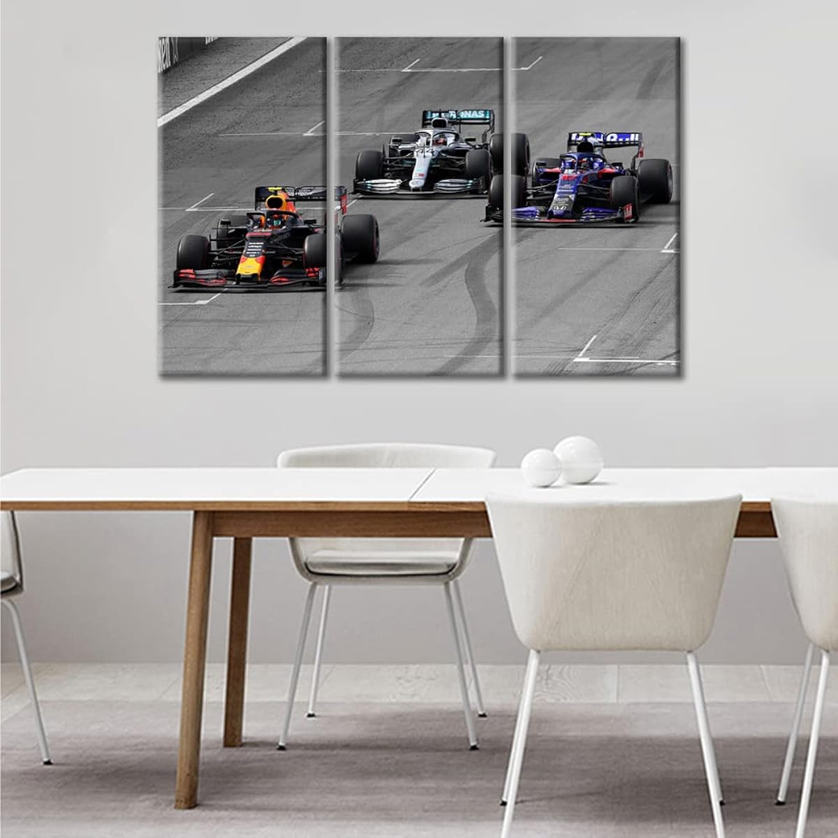 TUMOVO Wall Picture F1 Car Wall Art Black and White Painting Sports Picture Formula 1 Racing Car Artwork Home Modern Decor Living Room Framed Gallery-Gallery-Gallery-Ready to Hang, 42" W x 28 H