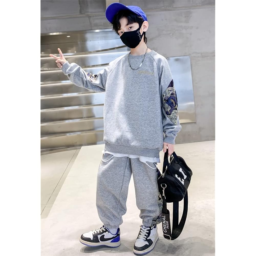 [Mouhokyo] Jersey, Boys' Top and Bottom Set, Children's Clothes, Setup, Sweatshirts, Boys' Sportswear, Spring/Autumn, Sportswear, Casual, Long Sleeve, Junior Clothes, Everyday Wear, Going to Kindergarten, School, 120-170cm