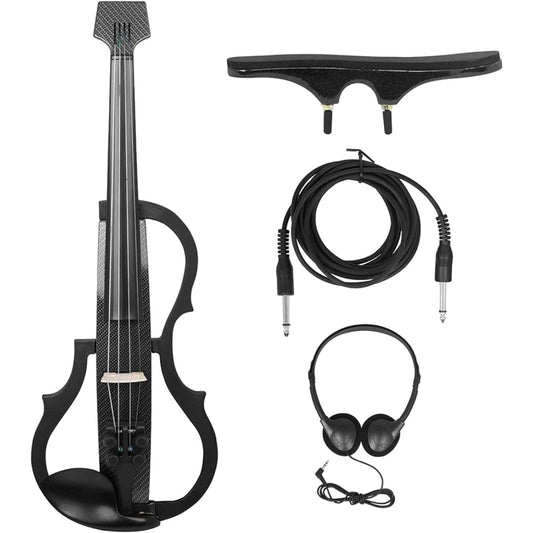 aternee Electric Violin with Shoulder Rest, Headset, Quiet and Durable Electric Violin Kit for Teens and Kids, Practice Training Game, Style D