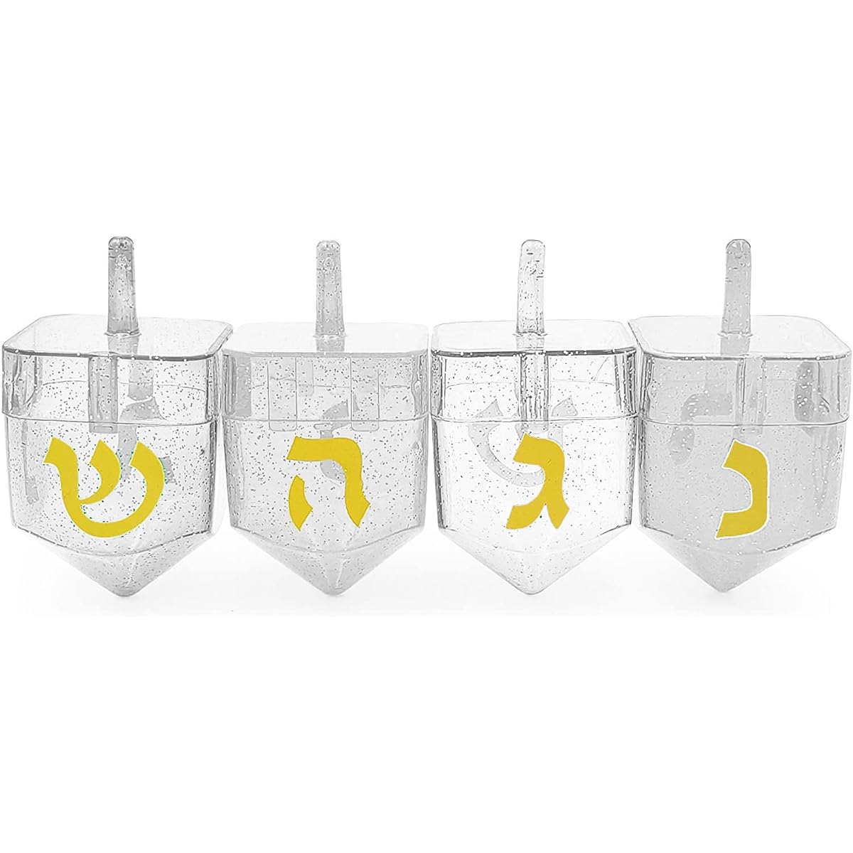 Hanukkah Fillable Dreidel Transparent Clear Hanukkah Gelt Hanukkah Chocolate (4 Pack)