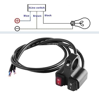 Qiilu Motorcycle Handlebar Switch Handlebar Light Switch 12V CNC Aluminum Alloy Push Button Waterproof Switch Fits 7/8 Inch Handlebar (22mm) Motorcycle Scooter