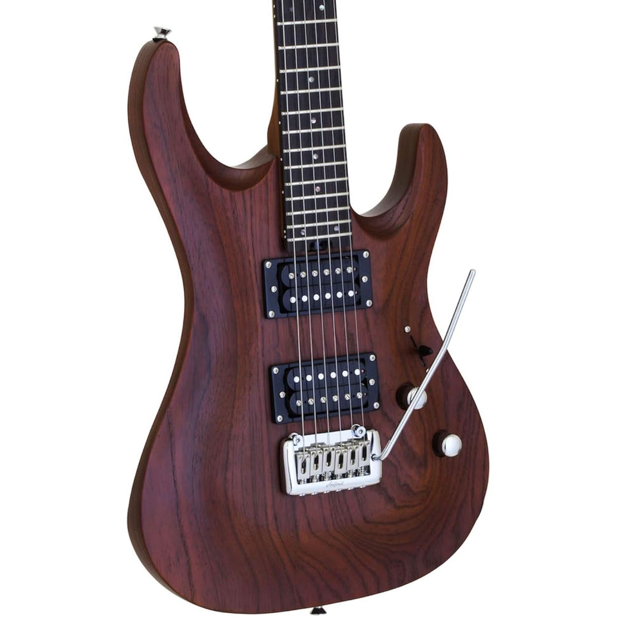 [Case included] AriaProII MAC-DLX STBR Stained Brown Electric guitar made from thermo-treated wood
