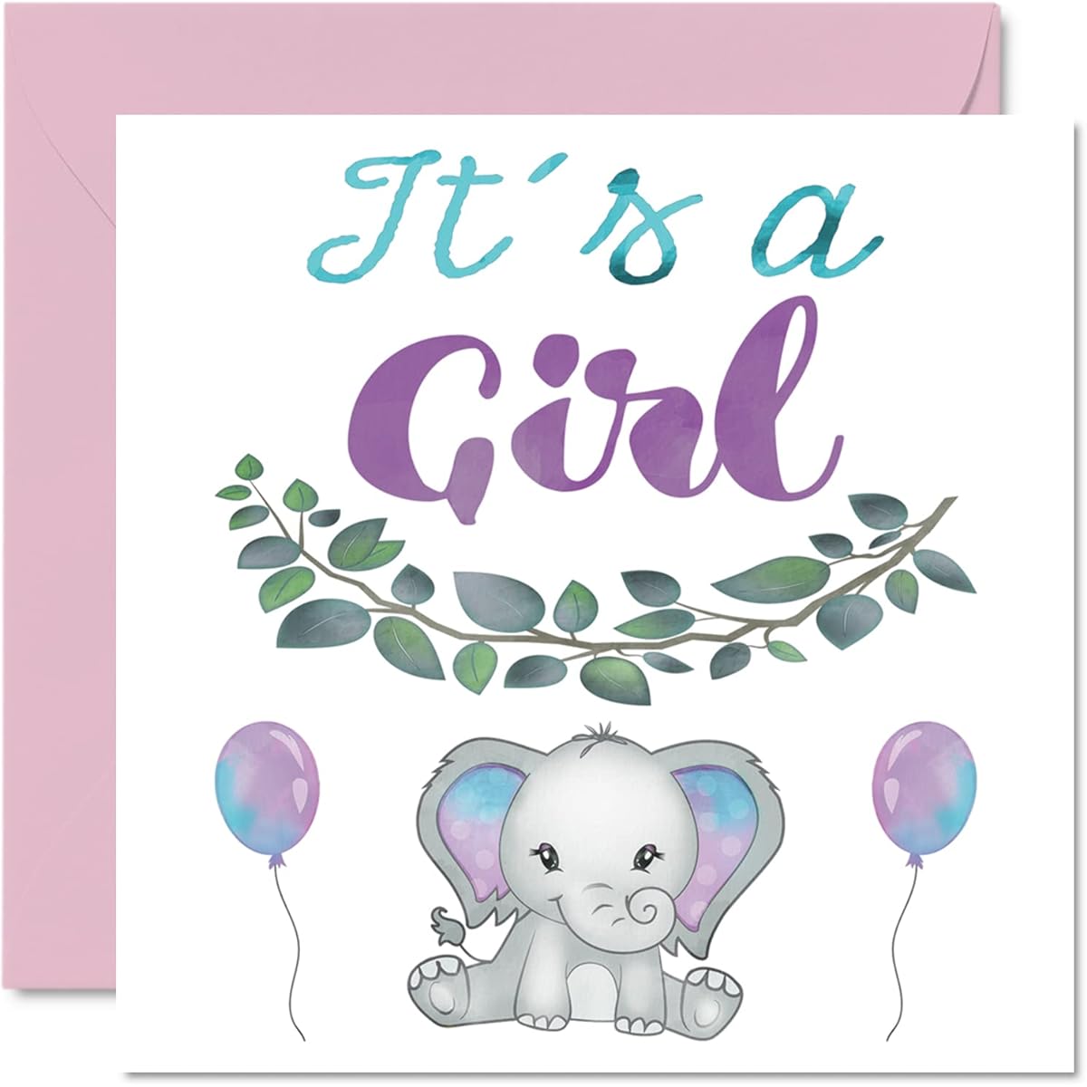 Stuff4 Baby Girl Card - It's a Girl! - Congratulations Baby Girl Card Newborn Congratulations on a Great Job New Baby Card Welcome to the World Home Gift 5.7 x 5.7 Inch Baby Greeting Card for Parents