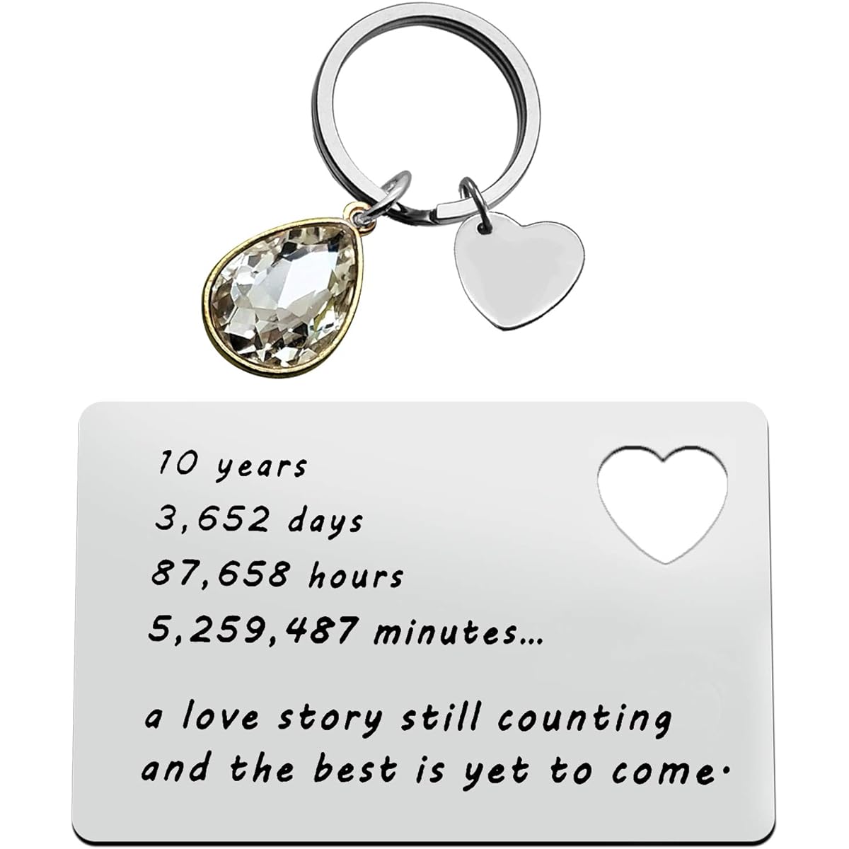 10th Anniversary Wallet Card Gifts for Couples Anniversary Wedding Valentine's Day Husband Gift Love Story Keychain Birthday Gift Anniversary Cards for Dedication Him Man Her