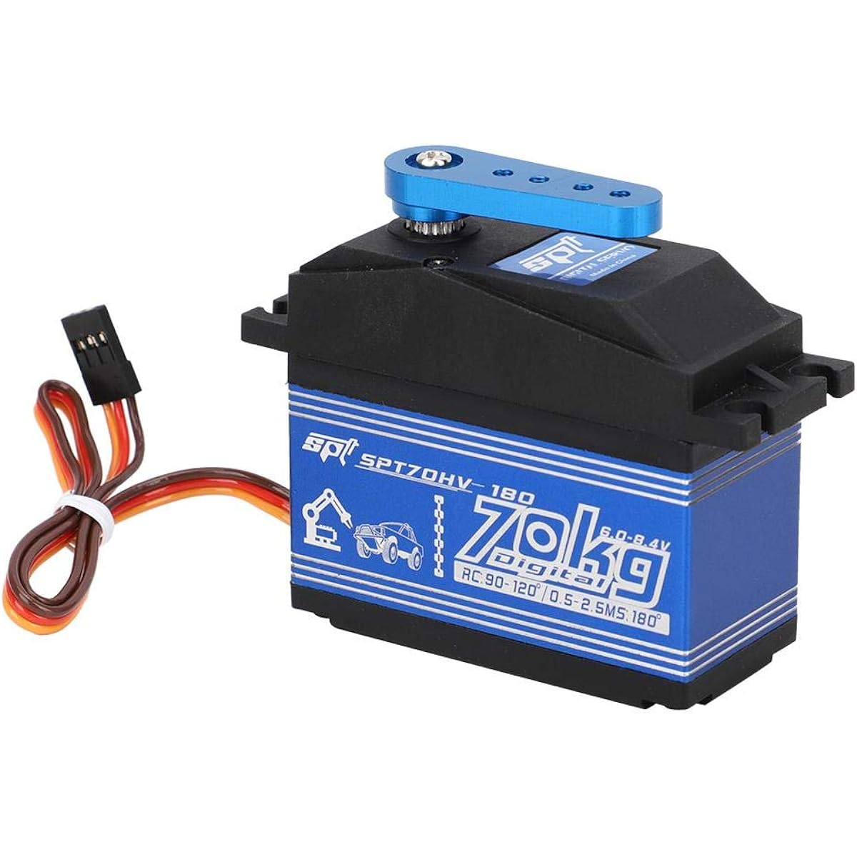 Drfeify 1/5 RC Digital Servo 70KG Steering Gear Spare Parts Compatible with SPTZOHV180W RC Car Toys Accessories (Black)