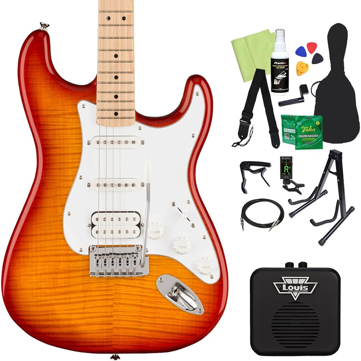 Squier by Fender Affinity Series Stratocaster FMT HSS Maple Fingerboard White Pickguard Sienna Sunburst Electric Guitar Beginner 14-piece Set [With Mini Amp] Stratocaster Squier/Squier