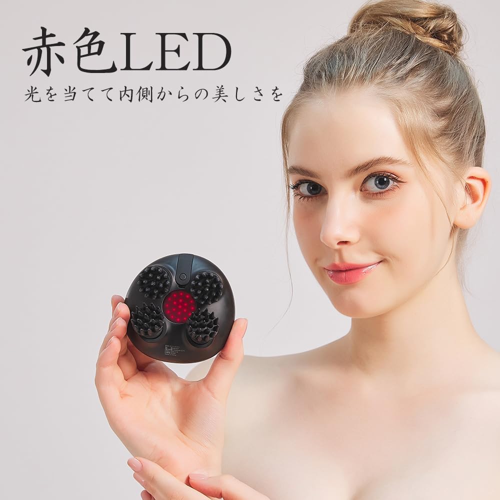 medisana EMS Mini Head Spa Electric Scalp Brush Scalp Aesthetic Scalp Care Red LED Waterproof IPX7 Shampoo Brush Rechargeable Cordless MR-H3