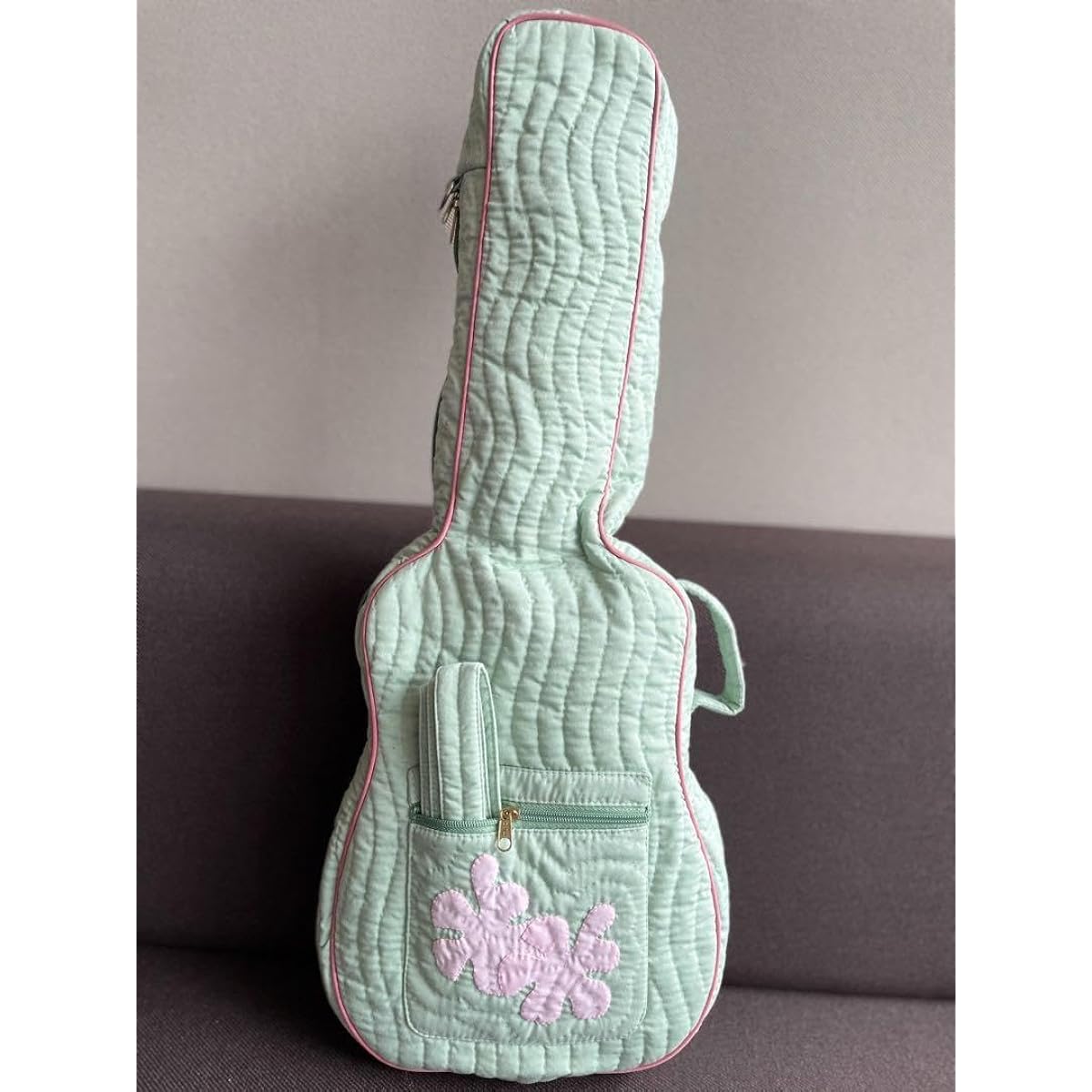 Only 1 left in stock - Ukulele case, Seldon Green, Monstera, Honu (sea turtle), Hawaiian quilt, stylish bag