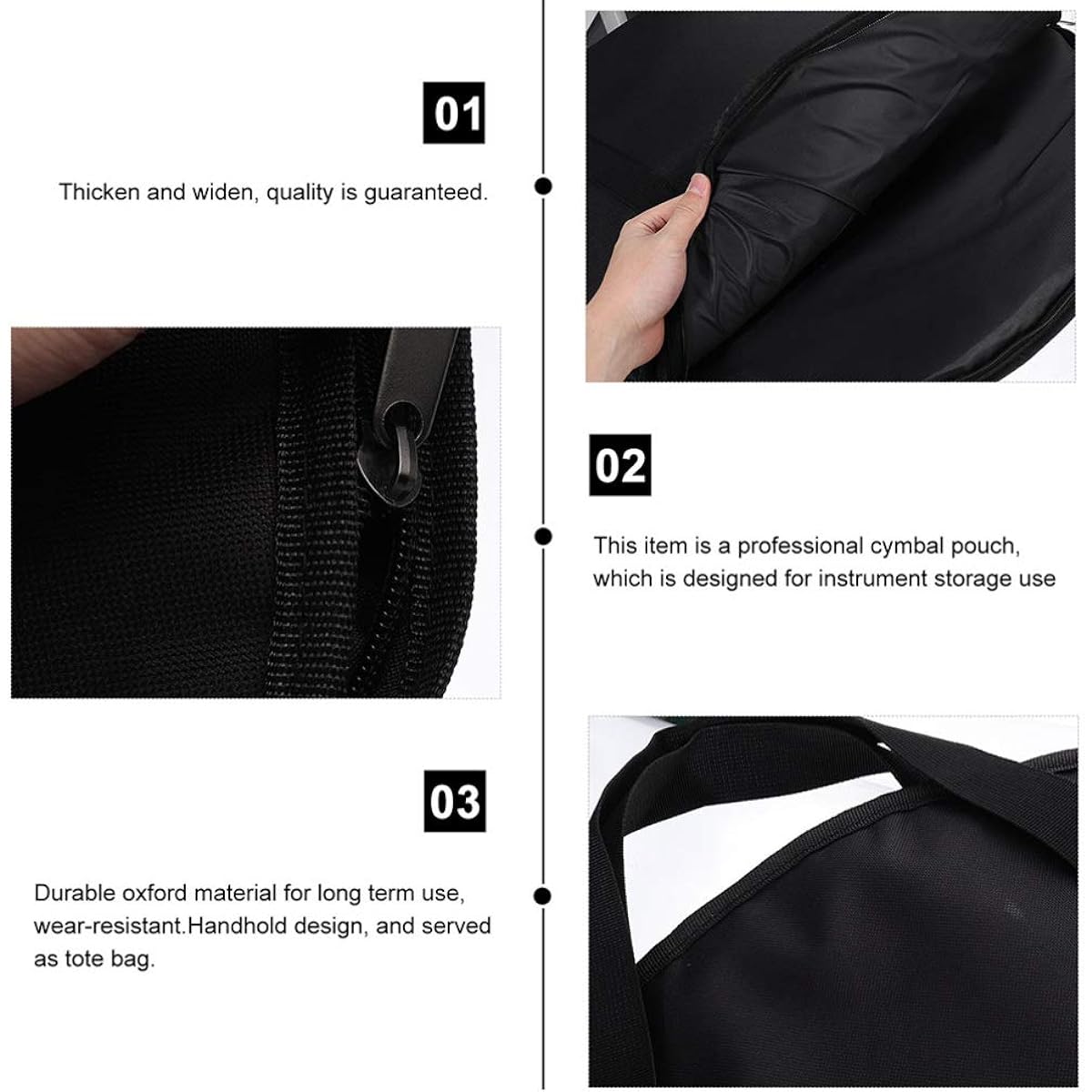 Vaguelly 20 Inch Cymbal Gig Bag with Handle Double Layer Round Cymbal Storage Case Waterproof