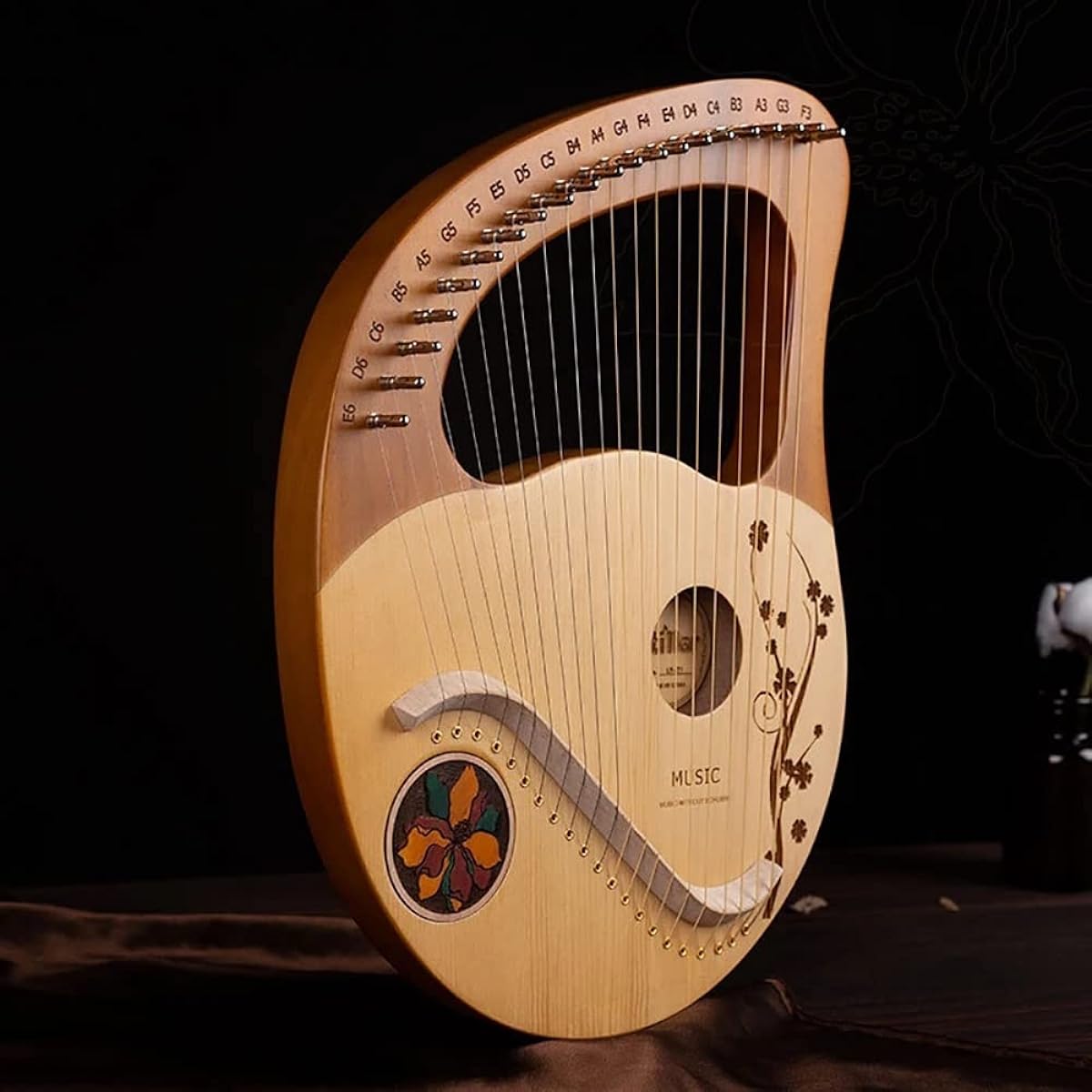 WowZza Lyre Harp, 21 Metal String Instrument with Tuning Wrench, Extra 1 Set Strings and Carrying Bag, String Instrument for Beginner Music Lovers