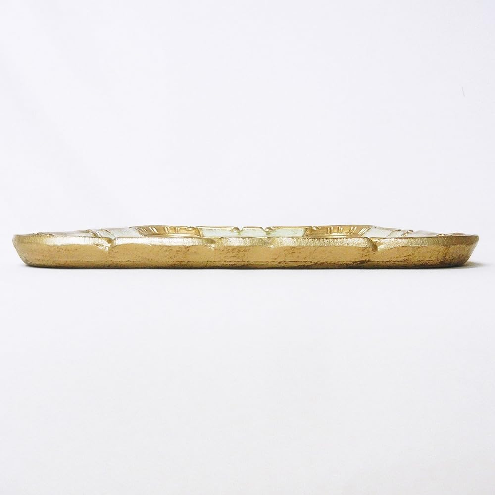 IMA TRADING [Antique style tray made in Italy] Green & Gold 42 x 33 x H2cm 90-1TR4GG