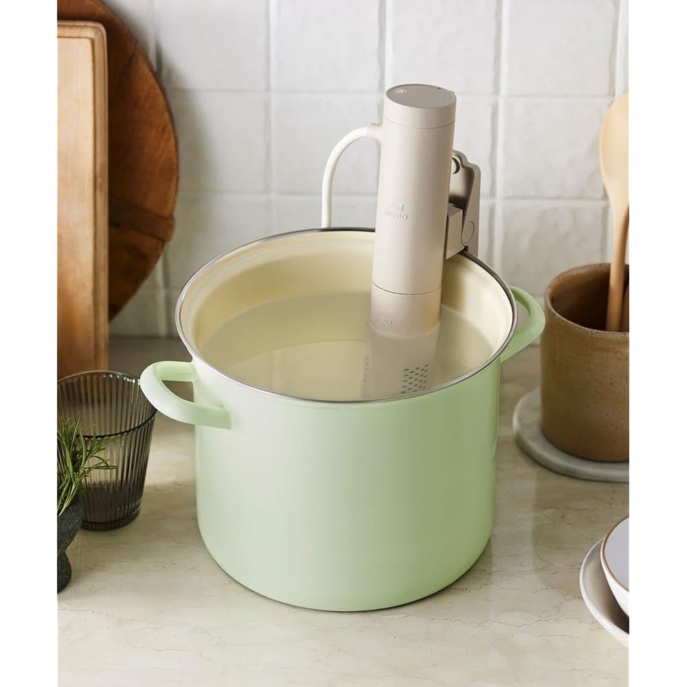 BRUNO Compact Low Temperature Cooker Light Green Low Temperature Heating Healthy Moist Sliding Clip Pot Deep Pot Shallow Pot Stand Stylish Cute Waterproof Standard IPX7 BOE099-LGR