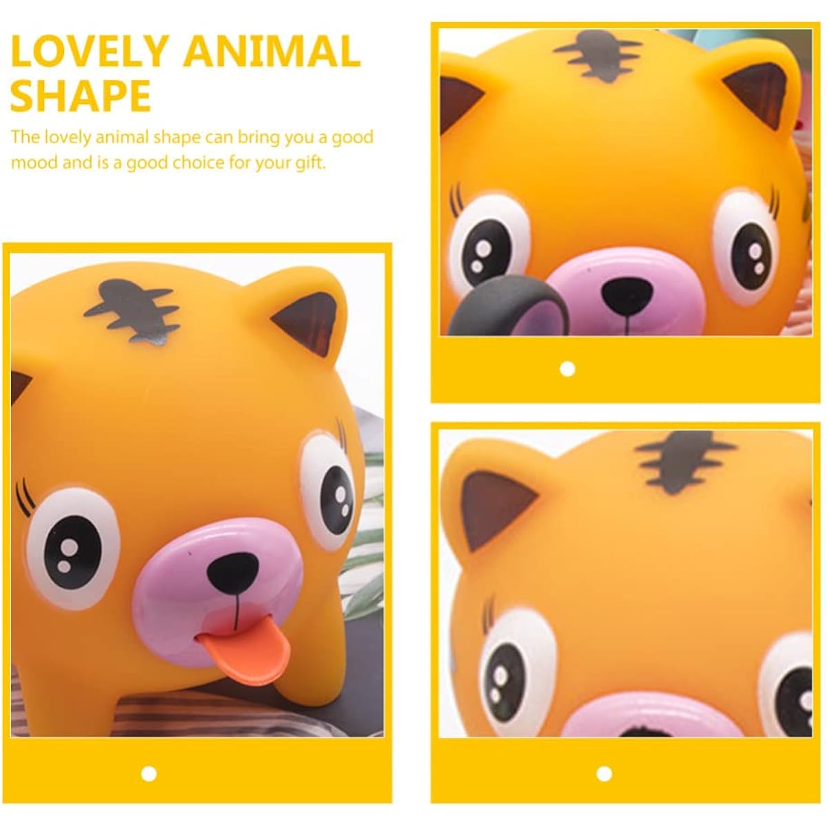 NUOBESTY Kids Animal Squeezing Tongue Sticking Out Slowly Standing Tiger Stress Relief Stress (Orange)