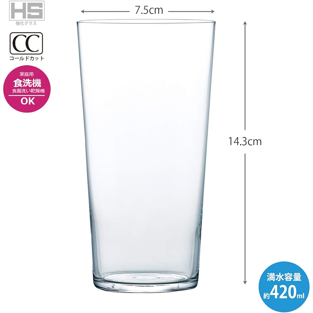 Toyo Sasaki Glass Whiskey Glass, Rocks Glass, Thin Ice, Light, 420ml, 6 Pieces, Unbreakable Cup, Dishwasher Safe B-21114CS