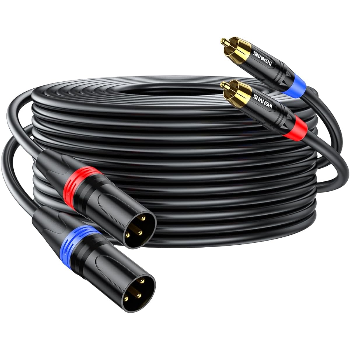 SNANSHI RCA to XLR Cable 6.6ft Heavy Duty Dual XLR Male to Dual RCA Male Cable XLR to RCA Stereo Audio Cable Gold Plated Plug Double Shield for Amplifier Mixer Microphone