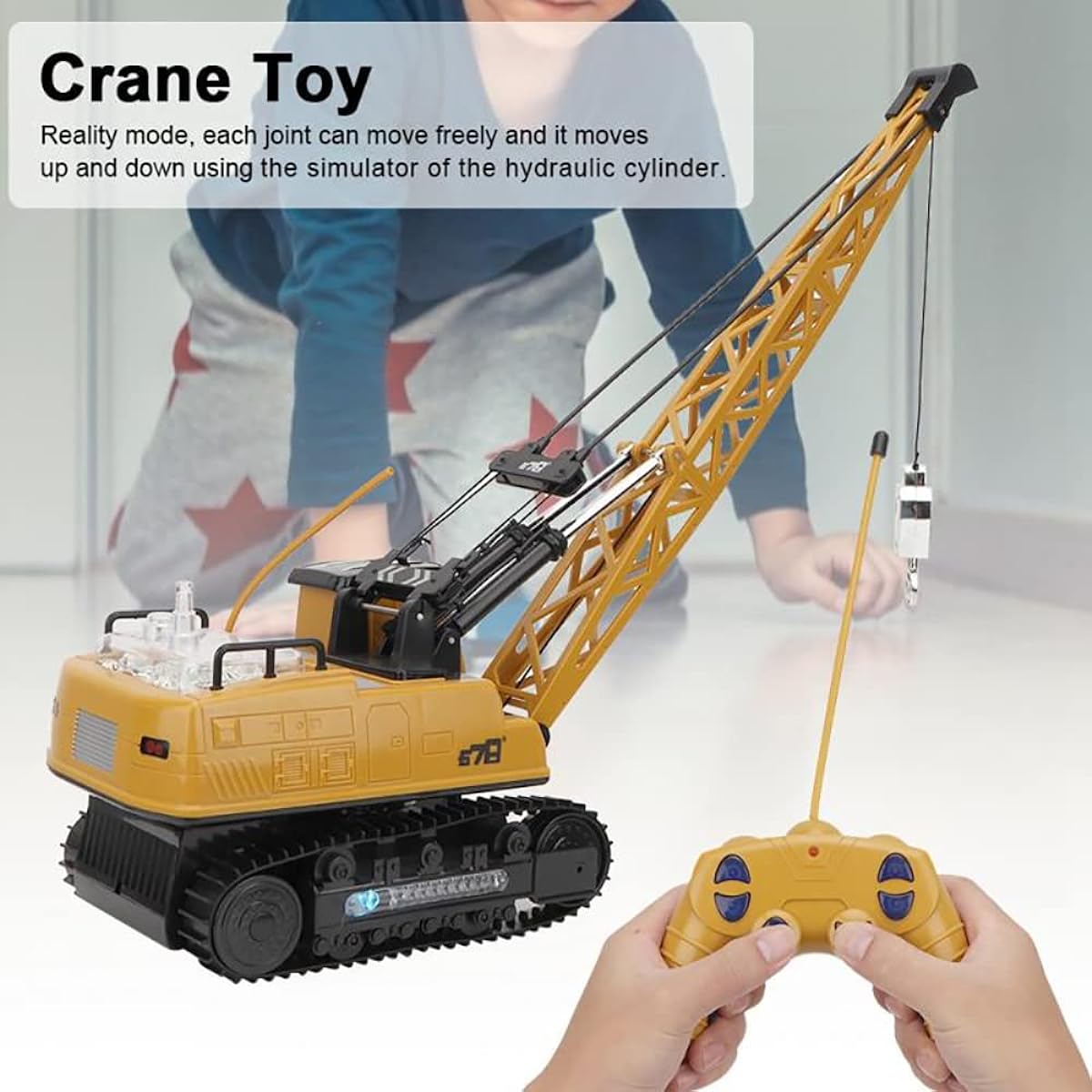 Remote Control Tower Crane - 12 Channel 2.4GHz Remote Control Lift Model Truck Excavation Engineering Toys with 2 Rechargeable Batteries Crawler Loader Excavator Bulldozer RC Construction Toys for Kids