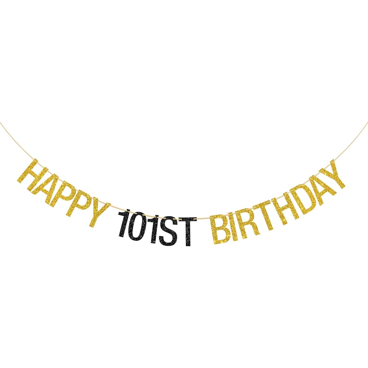 Painson Happy 101st Birthday Banner, 101st Birthday Party Decorations, 101st Birthday Photo Props, Cheers to 101 Years Old Hanging Banner, Gold and Black