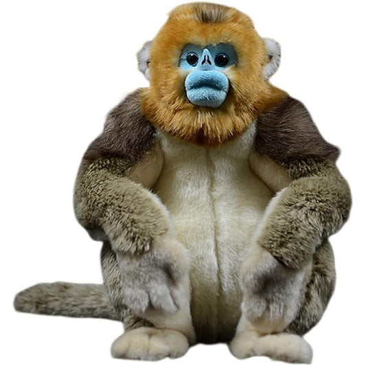 12.6 Inch Realistic Large Sitting Golden Monkey Plush Animal Toy Simulation Lifelike Monkey with Nose Stuffed Animal Pillow Doll (A, M)