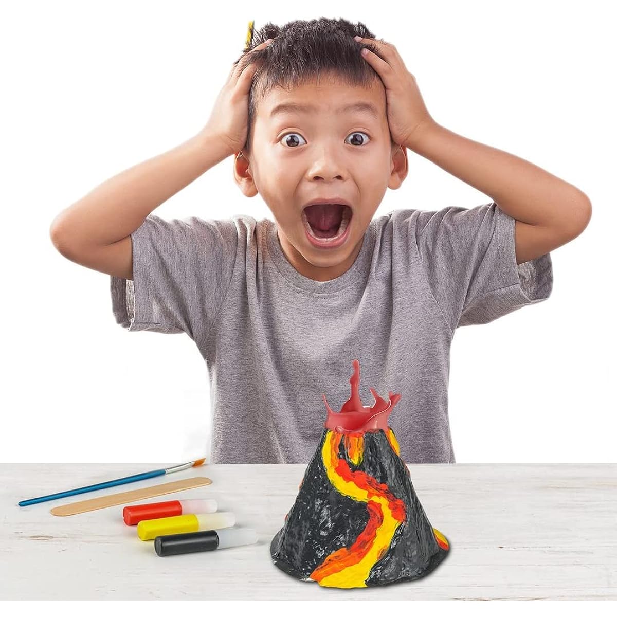National Geographic Volcano Science Kit – Build an Erupting Volcano with This Volcano Kit for Kids, Multiple Eruption Experiments to Try, Great for Science Projects