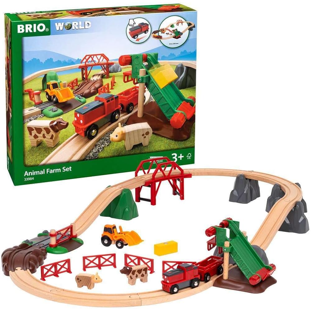 BRIO WORLD Animal Farm Set [Wooden Rail Toy] 33984