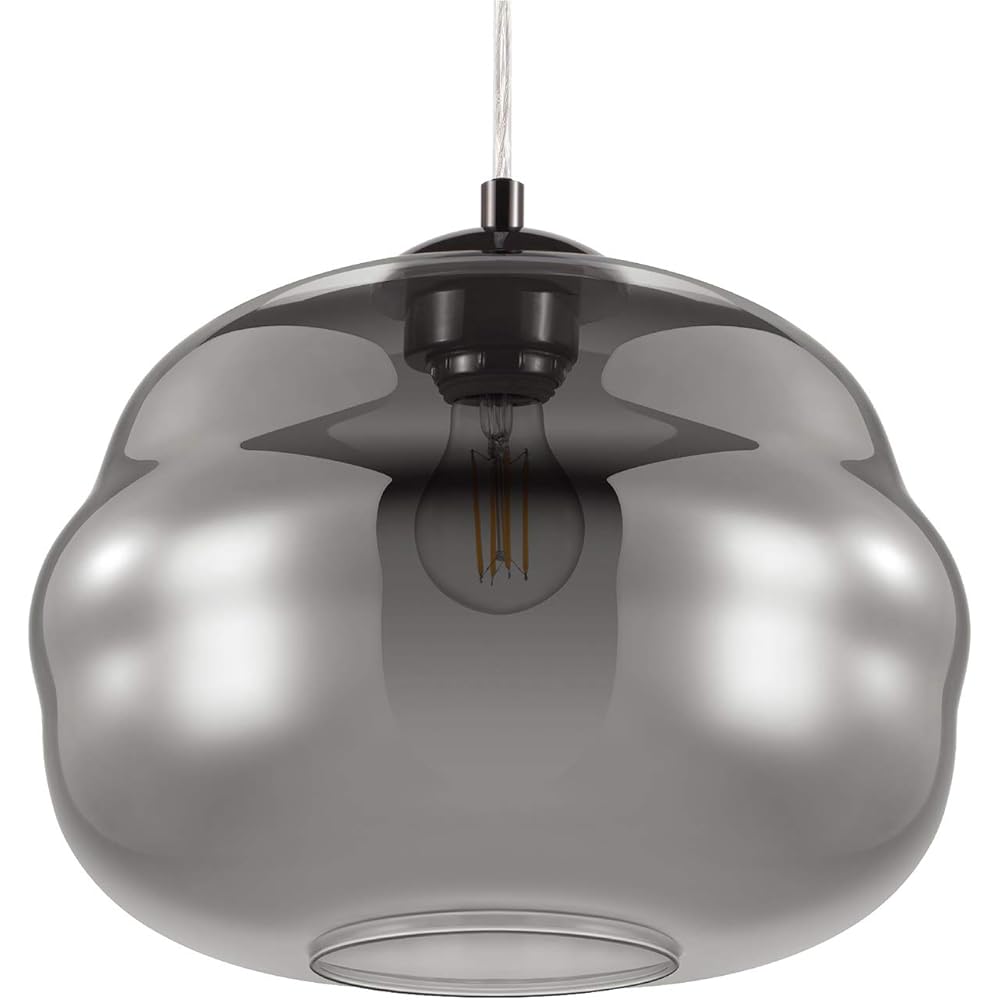 EGLO LED Pendant Light Glass Stylish Scandinavian DOGATO 32.8cm Black Clear 204425J Lighting Fixture Living Dining Cafe