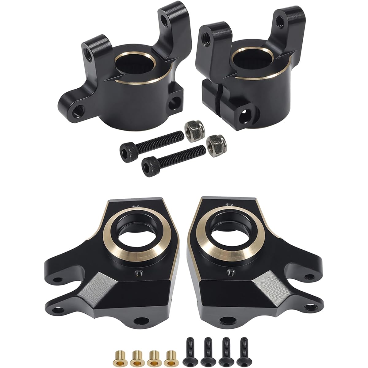 SCX10 II Brass Weight C-Hub Steering Knuckle 4pcs 130g Front Caster Block Portal Drive Counterweight for 1/10 RC Crawler Car 90046 90047 SCX10 II Upgrade Accessories