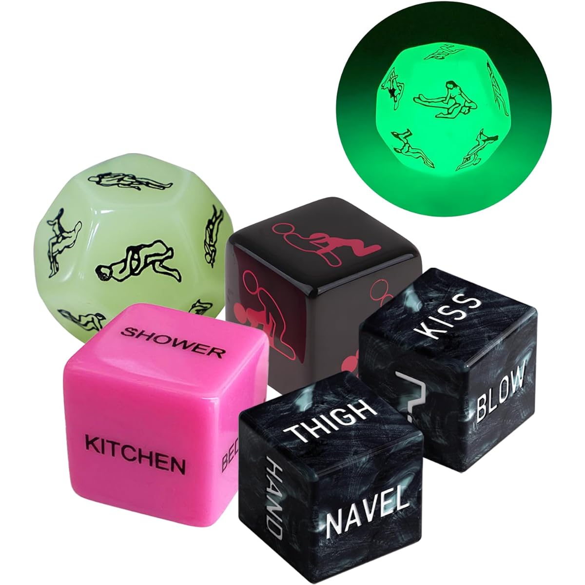 Prosixtoy 5 Date Night Dice for Couples - Anniversary Christmas Date Night Gift Wife Husband Men Valentine Birthday Dice He Her Boyfriend Girlfriend Husband Wife Wedding Couple Gift