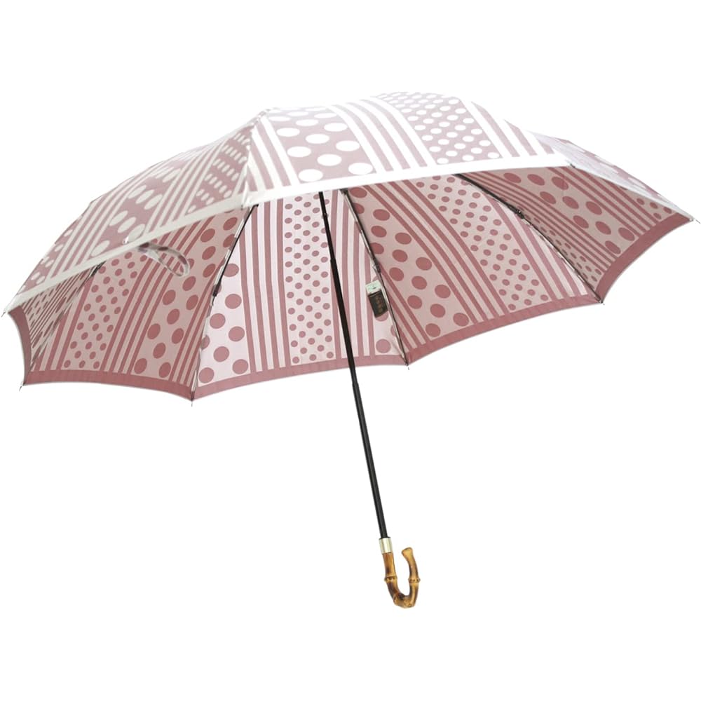 Makita Shoten Co., Ltd. Women's Folding Umbrella Mini Kirie Dots and Stripes (Navy) Luxury Koshu Ori Made in Japan 13660206