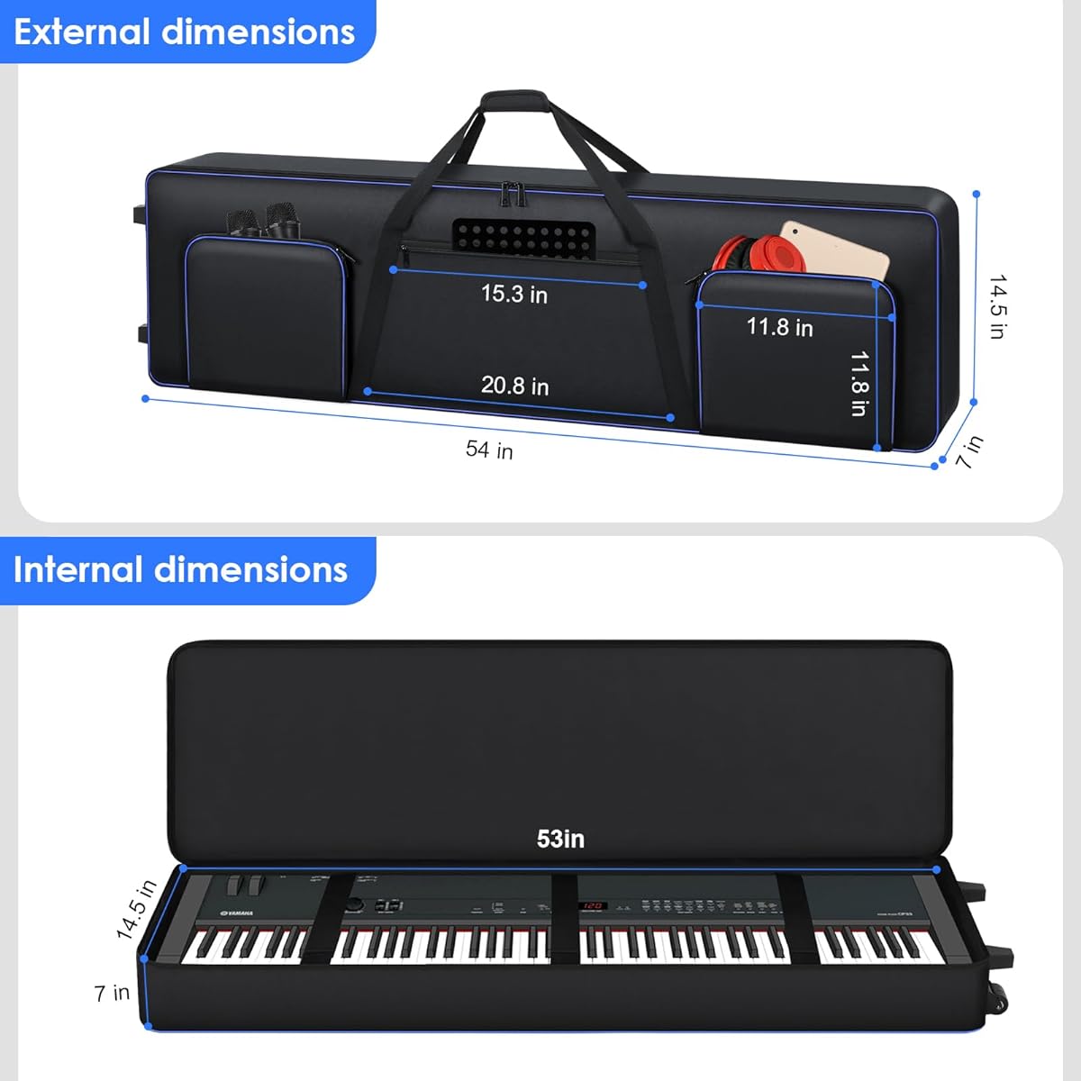 88 key keyboard case. , black///white, modern.