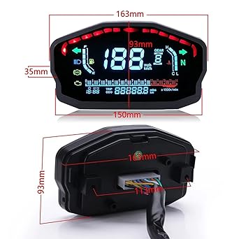 PACEWALKER Universal Modification Motorcycle LED LCD Speedometer Digital Odometer Backlight for 1,2,4 Cylinders Honda Ducati Kawasaki Yamaha (Professional Installation Required)