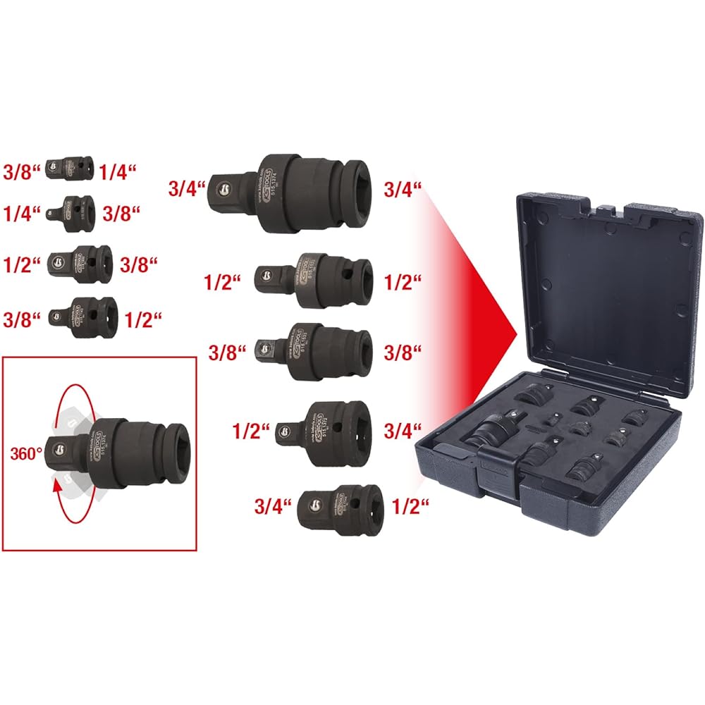 KS TOOLS Impact adapter and reducing adapter set 9 pcs 515.0100