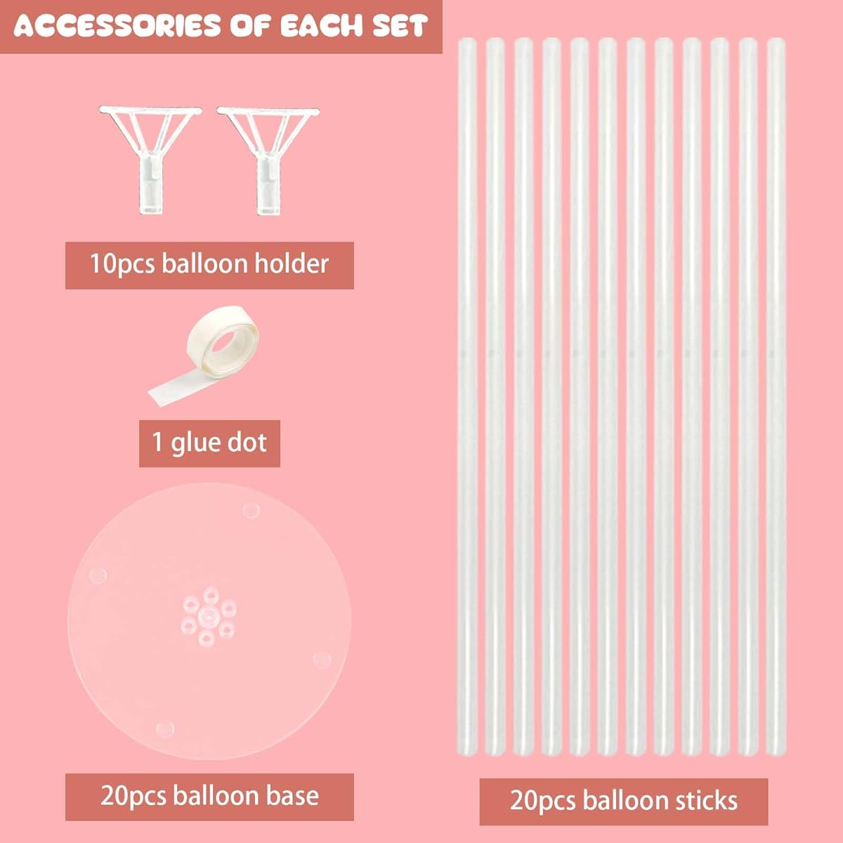 OurWarm 10 Sets 28" Balloon Stand Kit Balloon Holder Stick for Table Top Centerpieces with Base Baby Shower Birthday Party Graduation Wedding Decorations