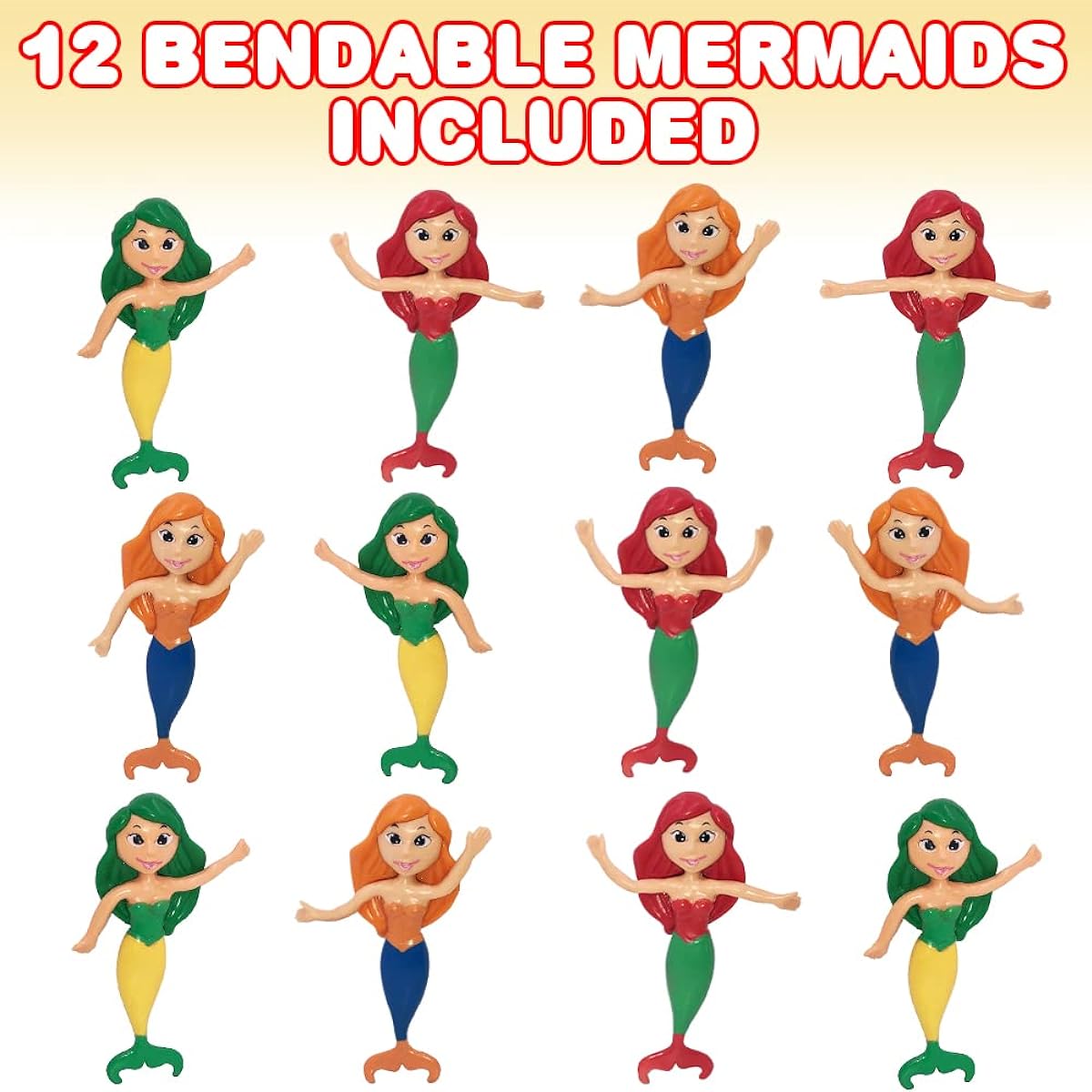 ArtCreativity Bendable Mermaid Figures Set of 12 Bendable Toys for Kids Mermaid Party Favors for Boys and Girls Stress Relief Fidget Toys Goodie Bag Stuffers Pinata Fillers