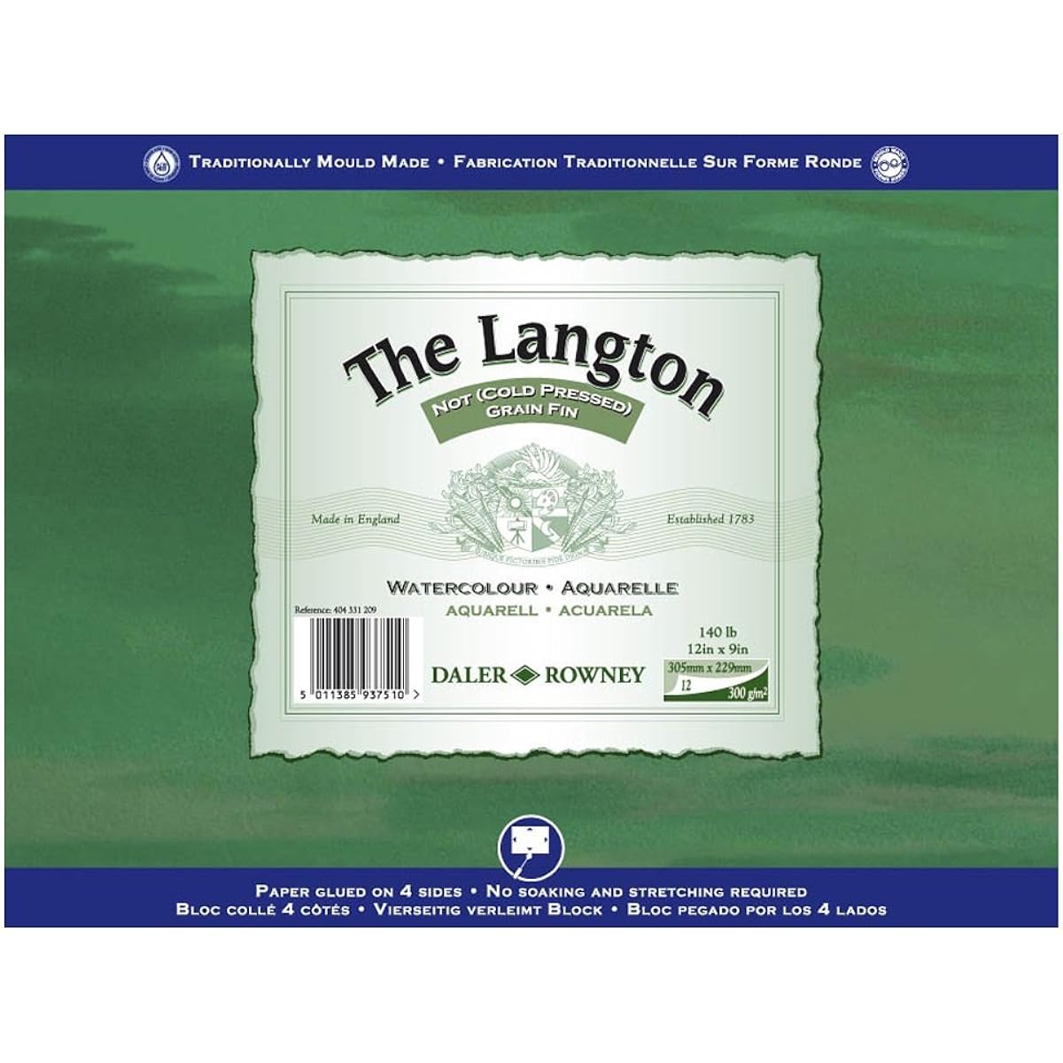 Daler Rowney Langton Prestige Unlined 228 x 304mm (9" x 12") 300gsm 12 sheets