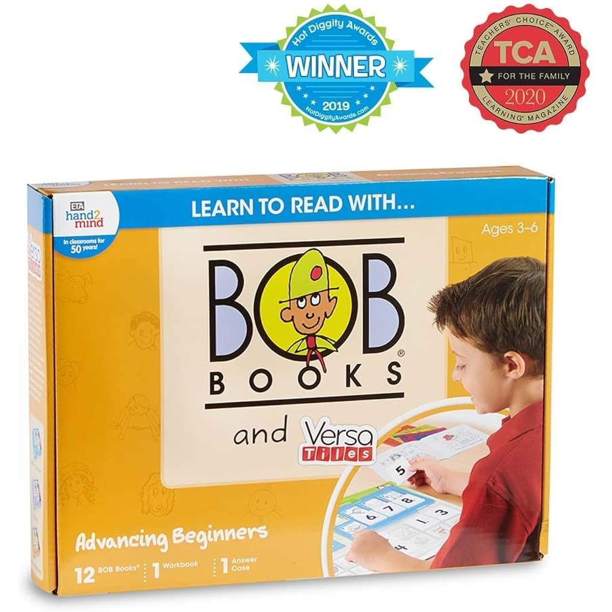 Learning. Bob Books and VersaTiles. Beginner's set with 12 Bob Books, answer case, and workbook (ages 3-6).