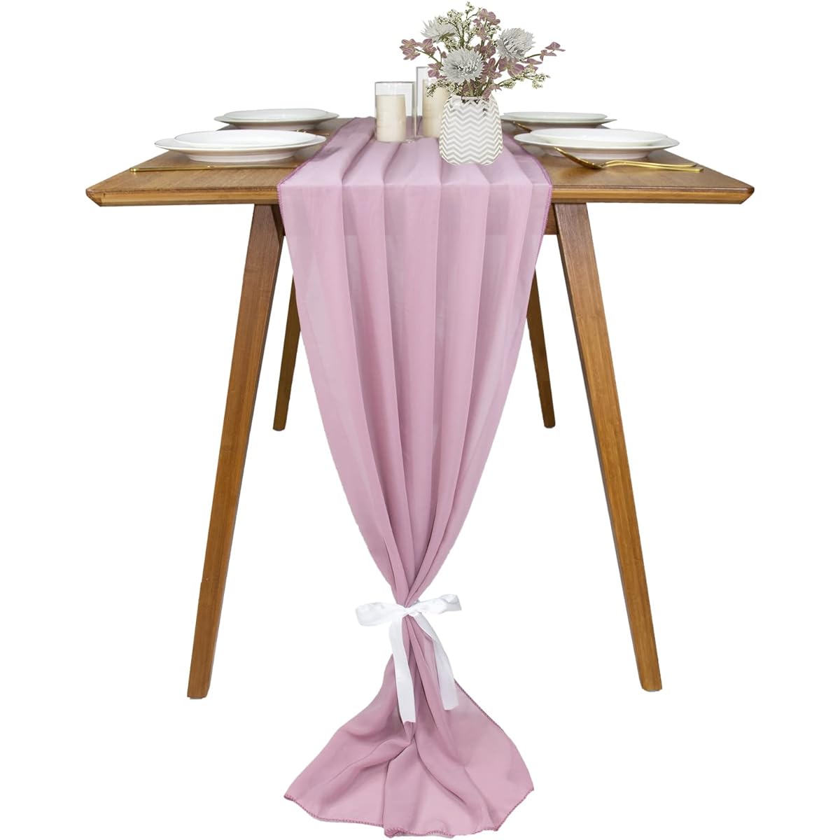 VIOZZAS 100D Chiffon Table Runner 10ft Long 27x120inch Romantic Wedding Runner Sheer Bridal Party Decorations (auve)